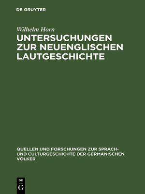 cover image of Untersuchungen zur neuenglischen Lautgeschichte